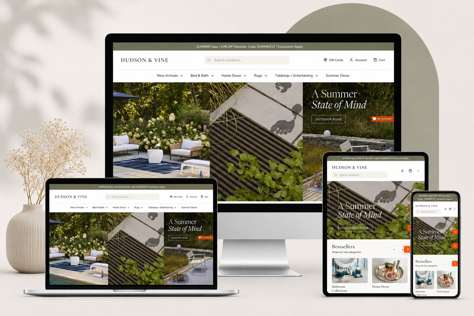 Hudson & Vine home decor ecommerce store design